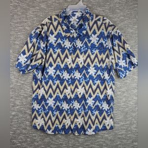 ZOIC Shirt Men's XL Blue Hawaiian Floral Mountain Biking Cycling Rear Pockets